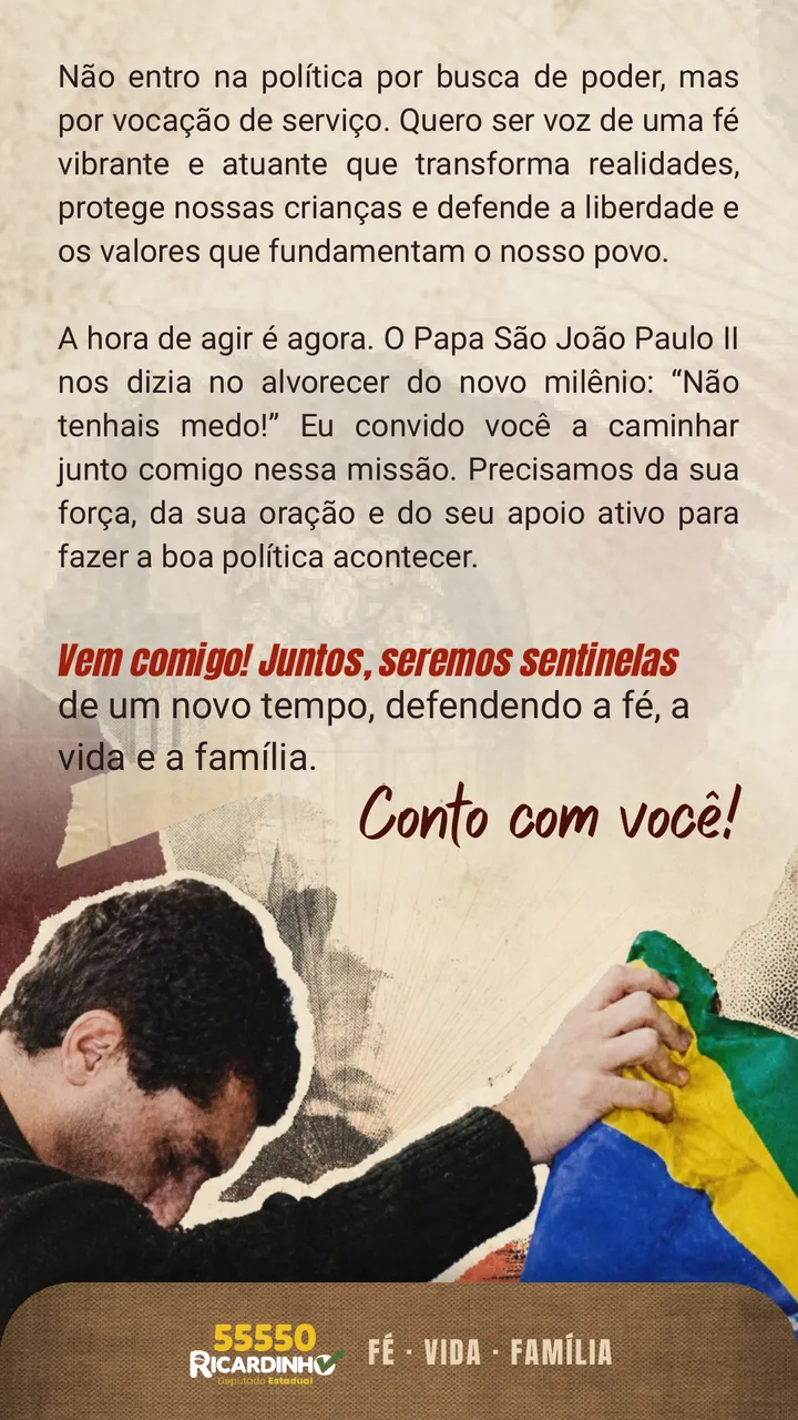 Carta, segunda parte: vem comigo, juntos seremos sentinelas de um novo tempo. Conto com você!