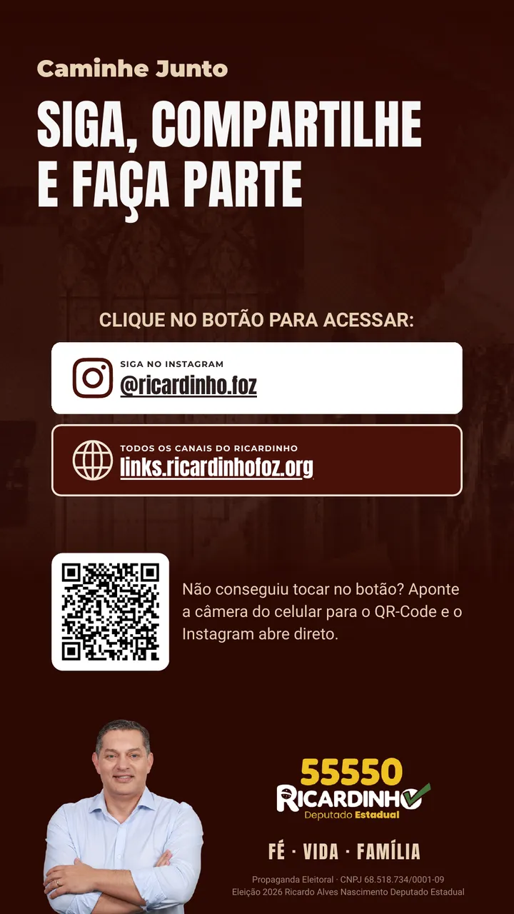 Siga, compartilhe e faça parte: Instagram @ricardinho.foz e links.ricardinhofoz.org.
